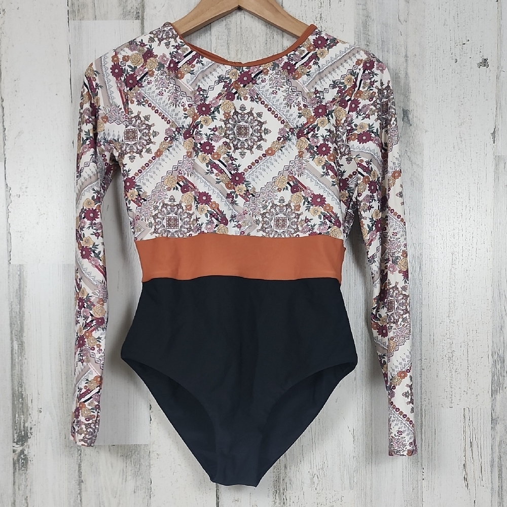 Rusty Black Rust Free Soul Long Sleeve One Piece Swimwear Swimsuit Size 12 NEW